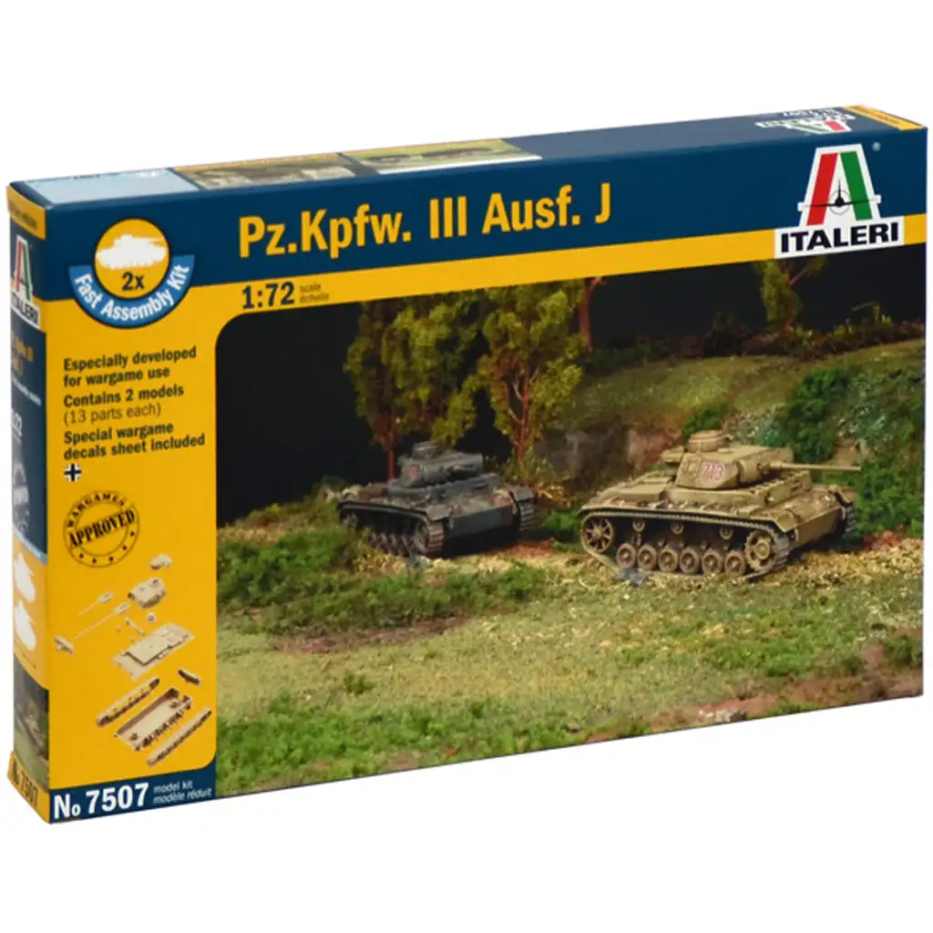 Italeri 1/72 Pz.Kpfw. III Ausf. J tank 2db-os makett szett kép 1