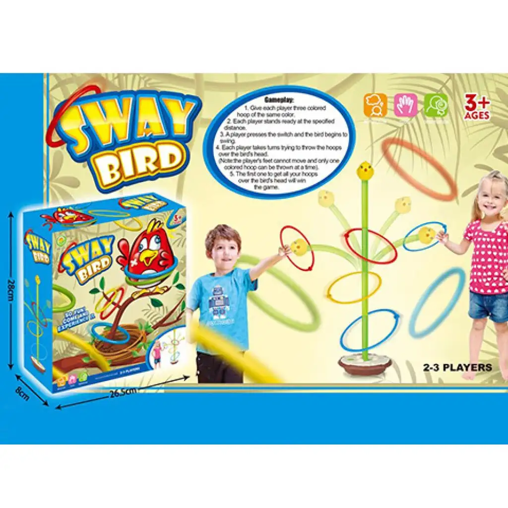 Geschicklichkeitsspiel mit einem zappelnden Vögelchen und Ringwurf. kép 2