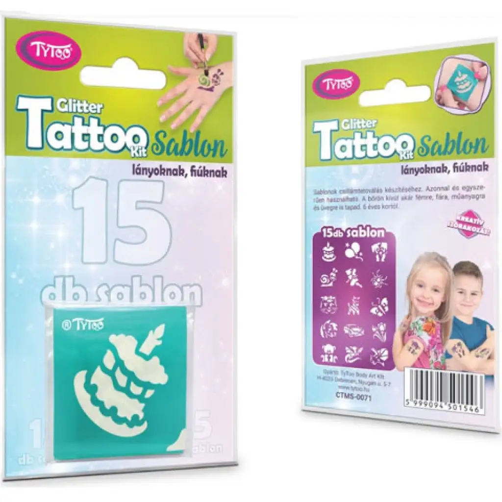 TyToo: Geburtstags-Glitzertattoo-Schablonenset 15-teilig