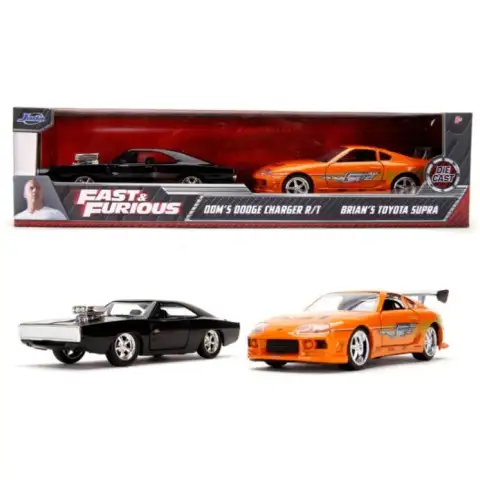 Fast & Furious: Twin Pack Dodge Charger R/T und Toyota Supra Metallfahrzeuge Doppelpack 1/32 - Simba Toys