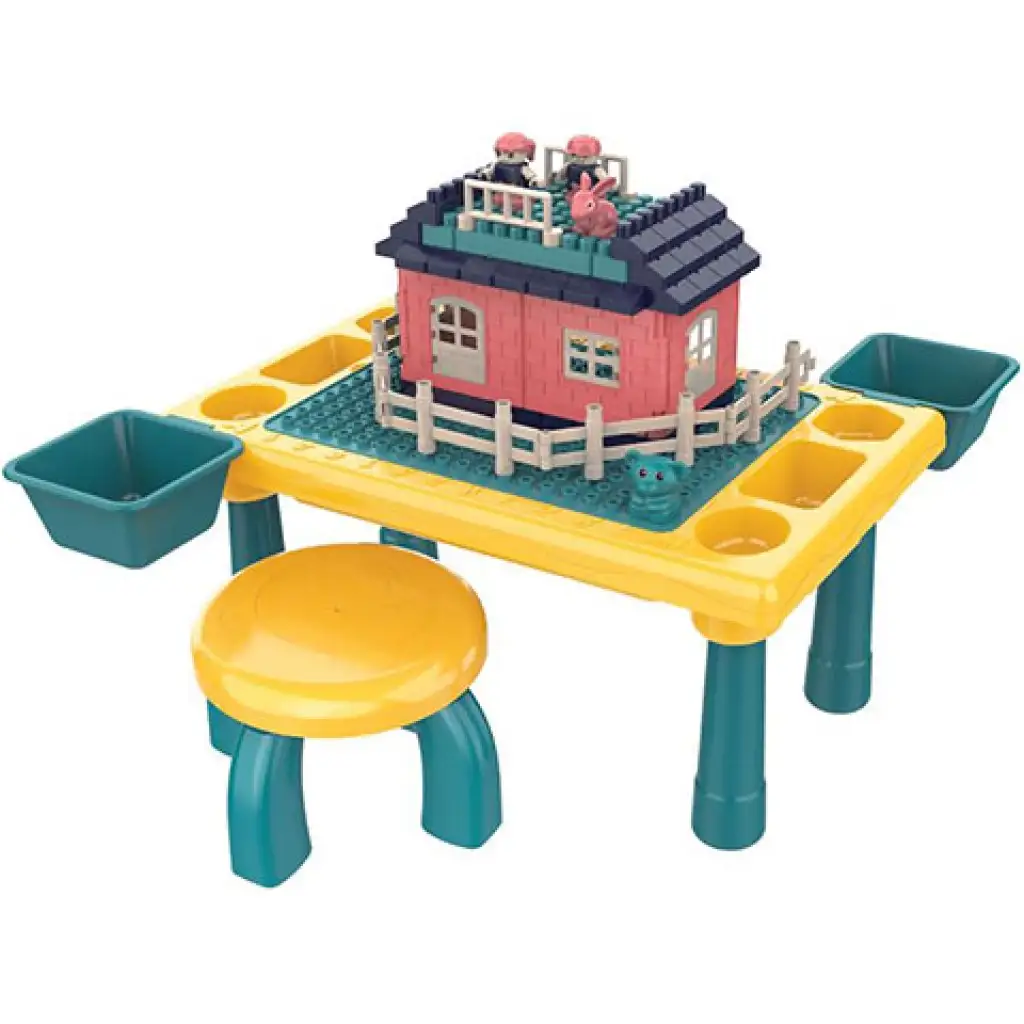 Spieltisch mit Bausteinen, 76-teiliges Set kép 2