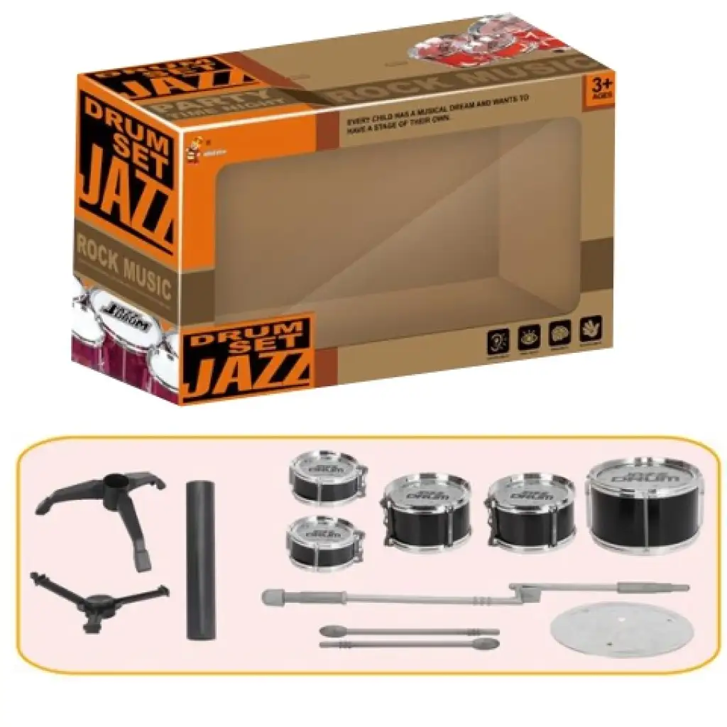 Jazz Drum 6-teiliges Spielzeug-Schlagzeug mit Ständer kép 2