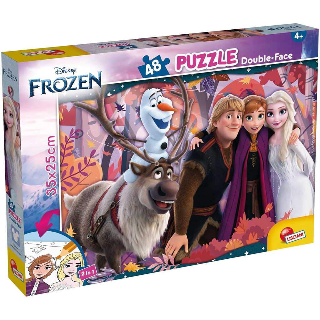 Die Eiskönigin 2-in-1 Puzzle mit 48 Teilen und Malbuch 35x25cm – Lisciani