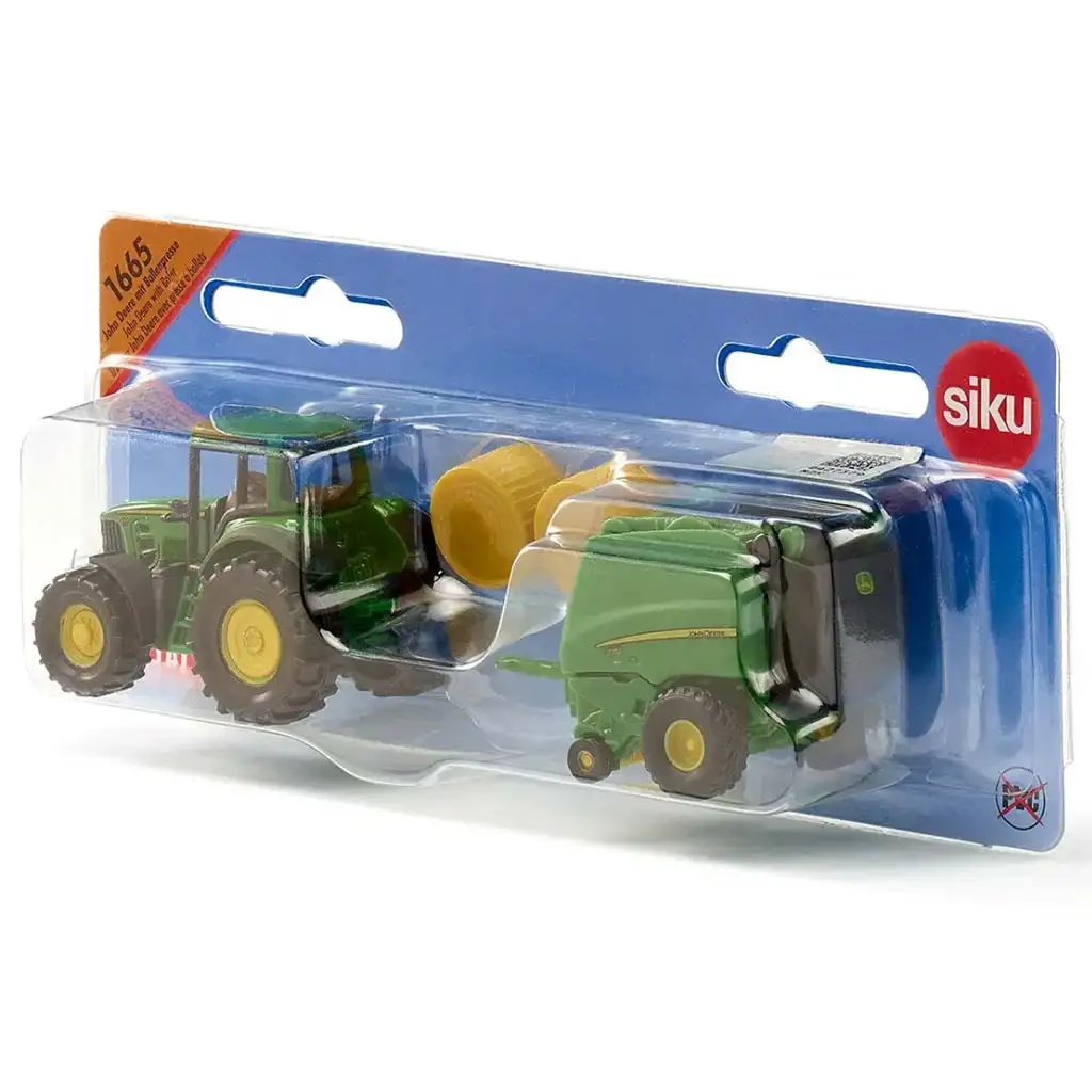SIKU John Deere Traktor mit Rundballenpresse 1/72 kép 3