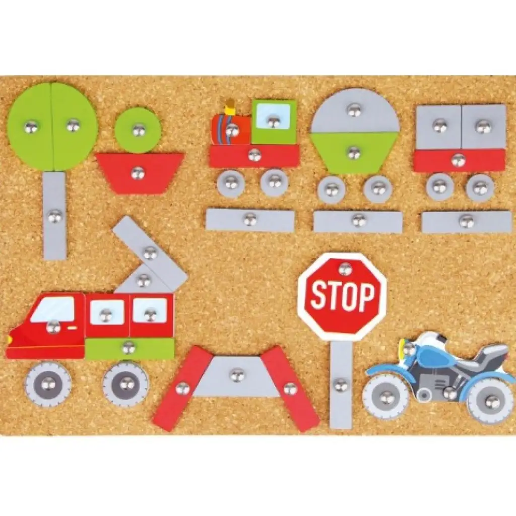 LENA: Hammer-Spielset mit Korktafel, 64-teilig - Fahrzeuge und Verkehr kép 2