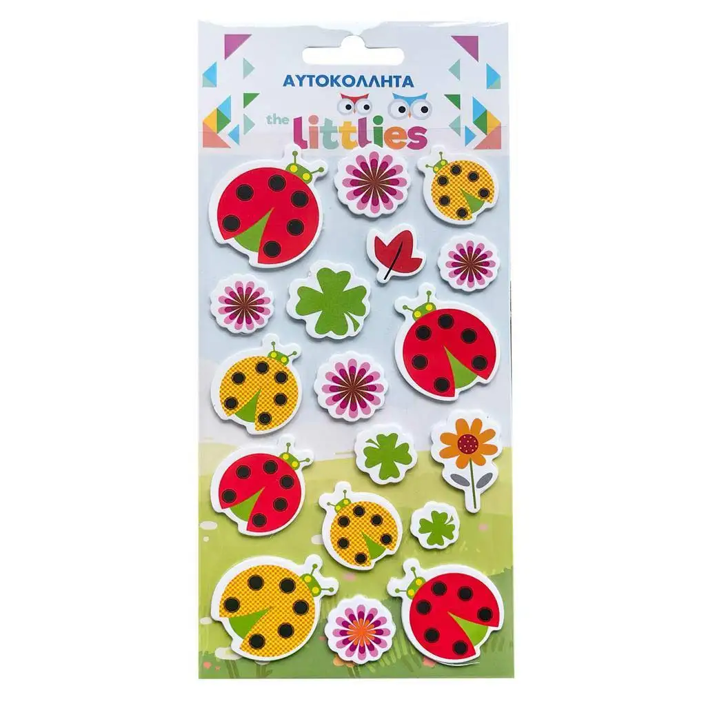 The Littlies: 3D-Puffaufkleber-Set mit Marienkäfer-Muster auf einem 10x22cm Bogen
