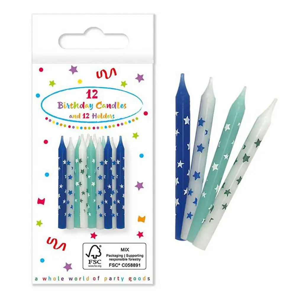 Blaue Geburtstagskerzen 12 Stück