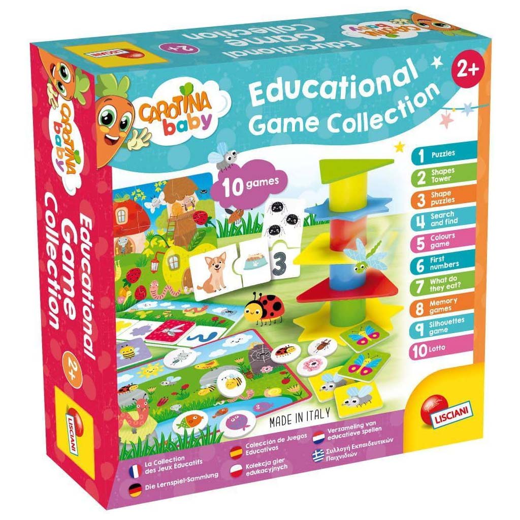 Carotina Baby: Sammlung von Lernspielen für Kleinkinder mit 10 verschiedenen Spielen – Lisciani