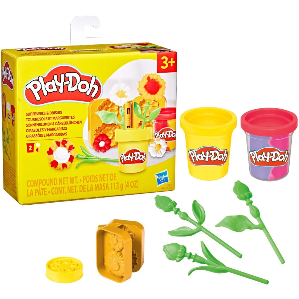 Play-Doh: Kleine Blumen – Sonnenblume und Gänseblümchen Knetset – Hasbro kép 2