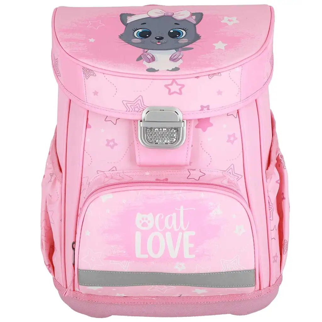 Spirit: Graue Katzenschulranzen, Rucksack 5-teiliges Set 38x17x28cm kép 2