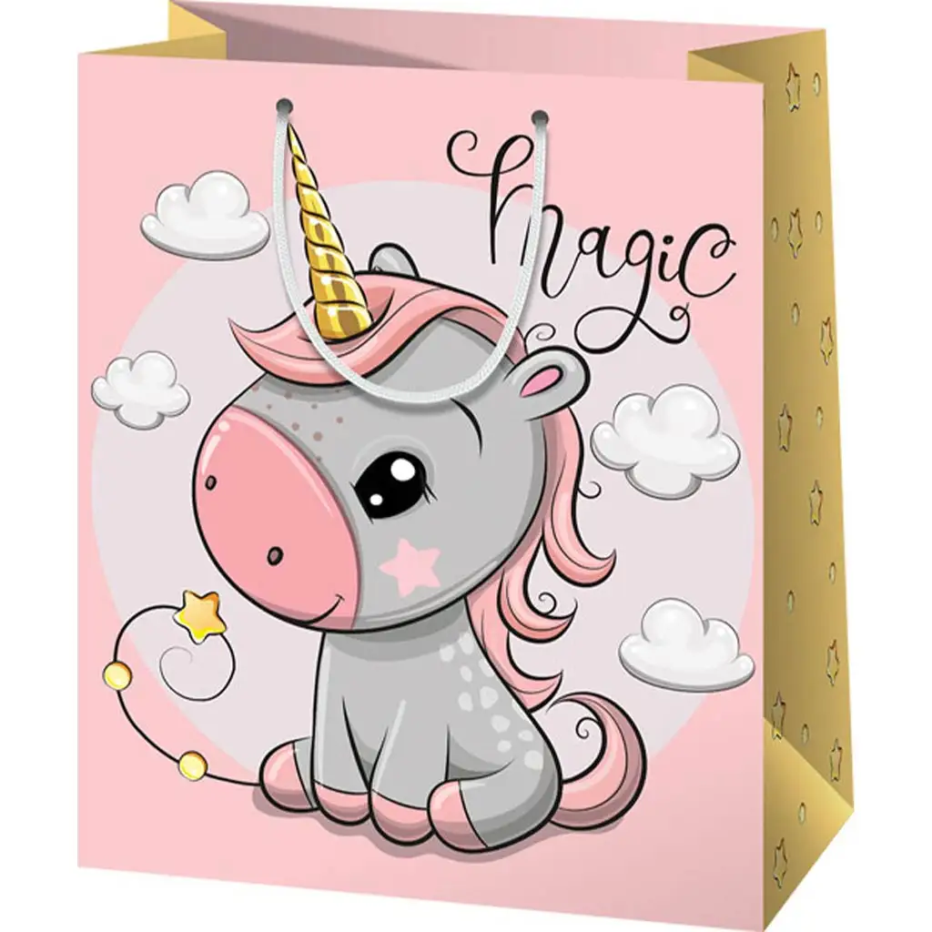Mittlere Geschenktasche mit Einhornmotiv 18x23x10cm