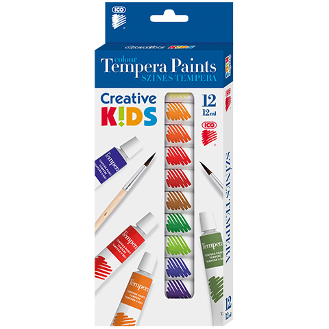 ICO: Kreative Kinder Tempera 12er-Set, 12ml Tuben