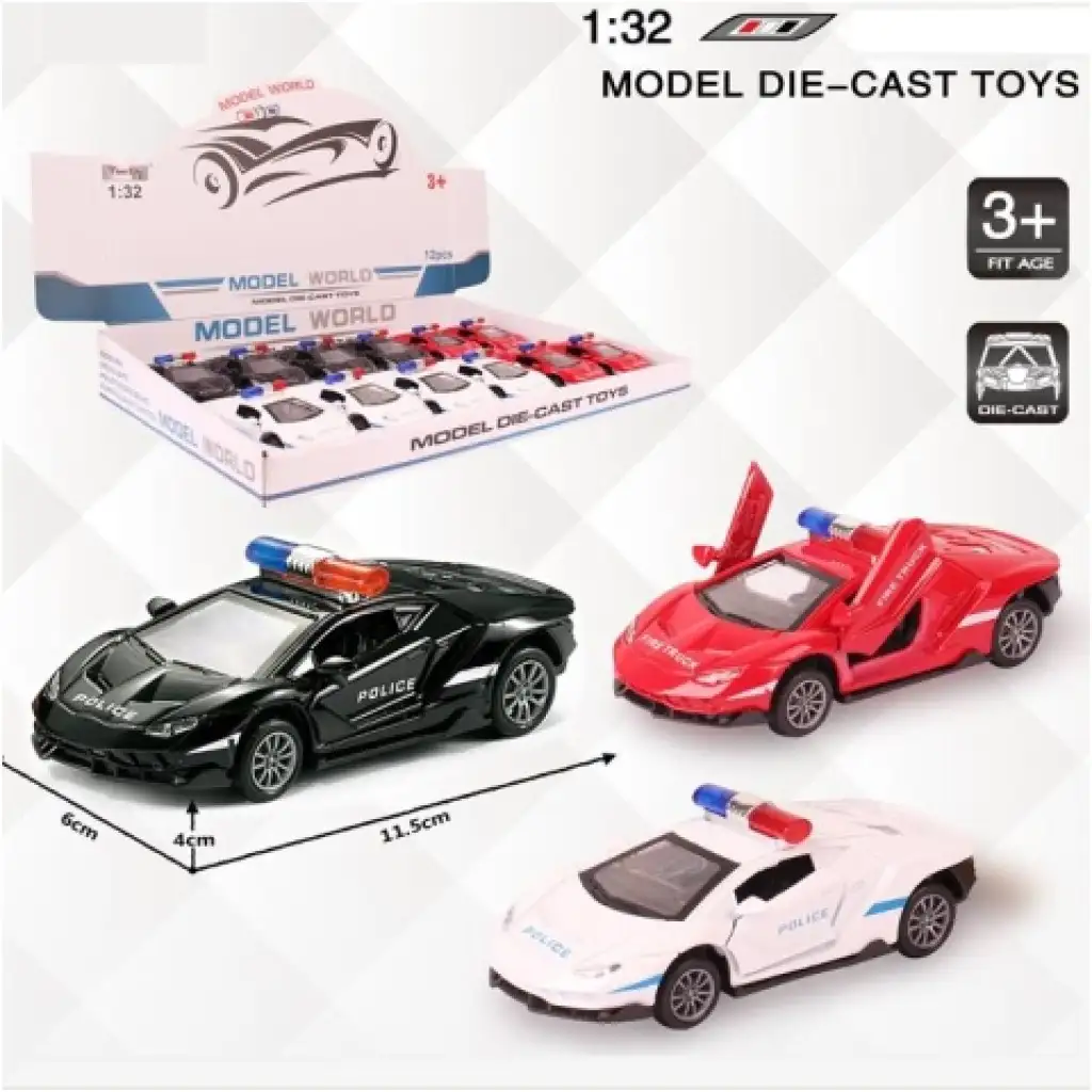 Lamborghini rendőrségi hátrahúzható fém autómodell több változatban 1/32 kép 1
