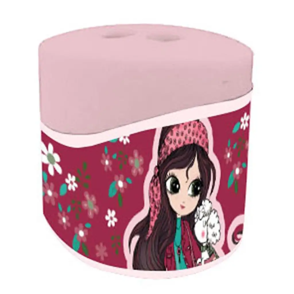 Mädchenhafte Spitzer mit Behälter und 2 Löchern, mit Blumenmuster kép 2