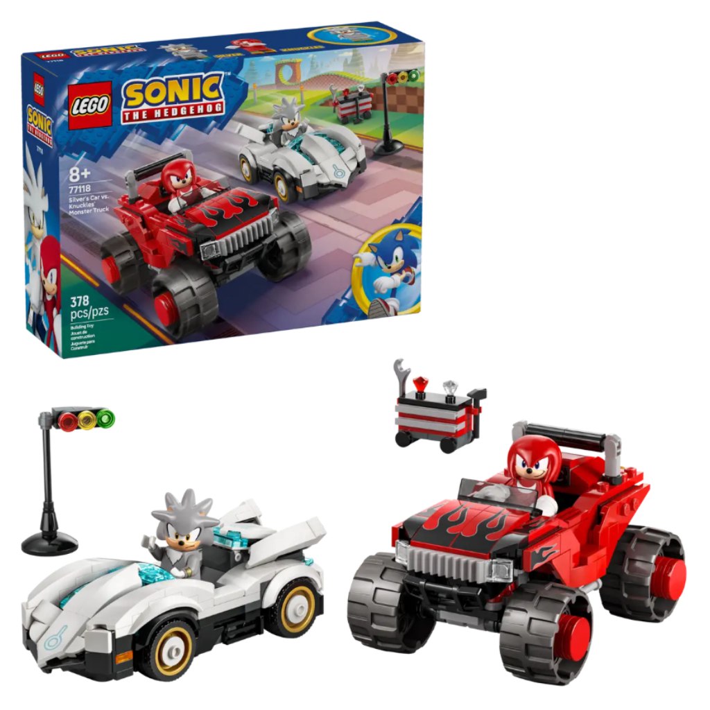 LEGO® Sonic the Hedgehog™: Silvers Auto gegen Knuckles’ Monstertruck (77118)
