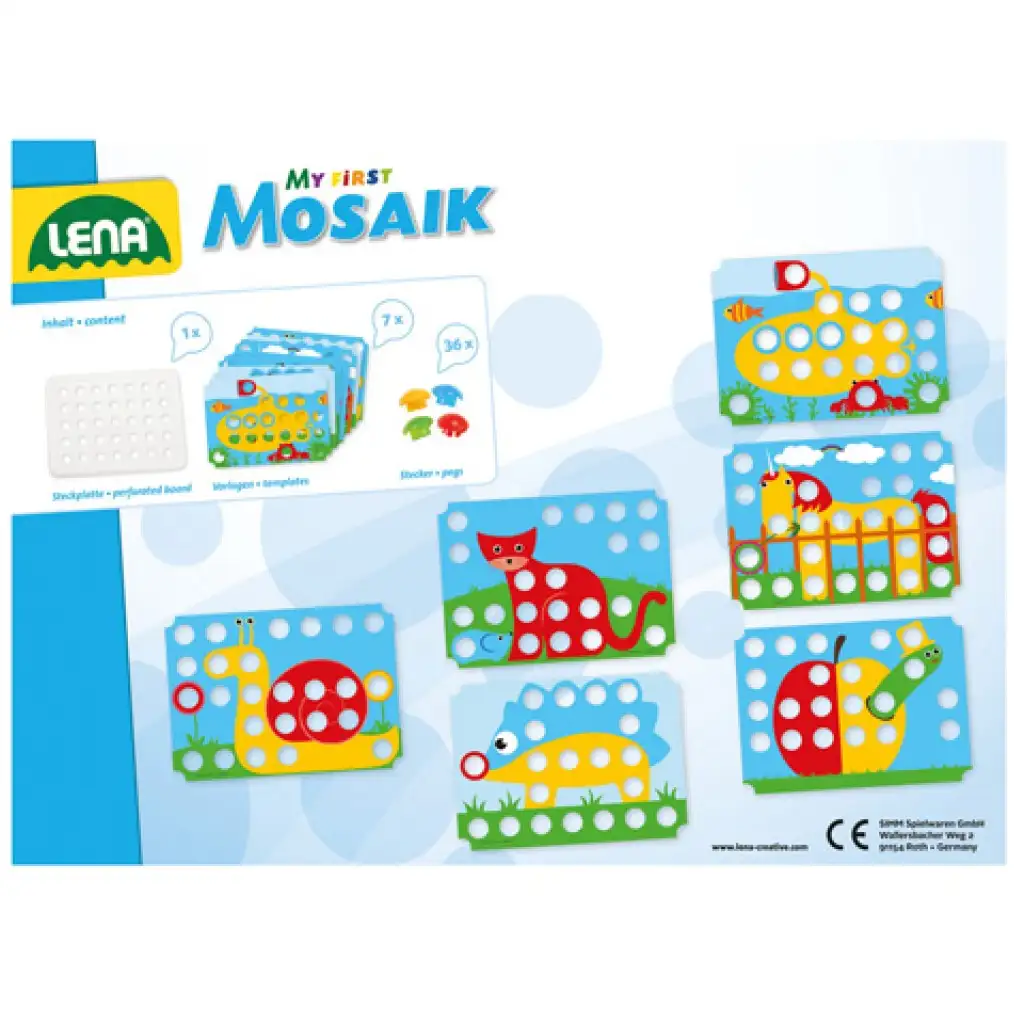 LENA: Mosaik Mein erstes Steckmosaik-Set mit 7 Mustern 32mm 36-teilig kép 2