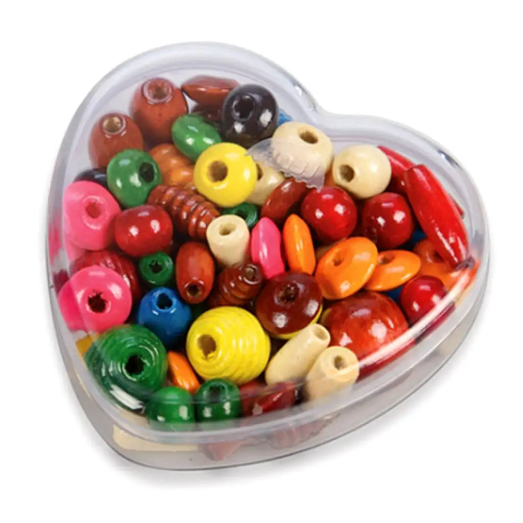 LENA: Holzperlen-Set in herzförmiger Aufbewahrung kép 2