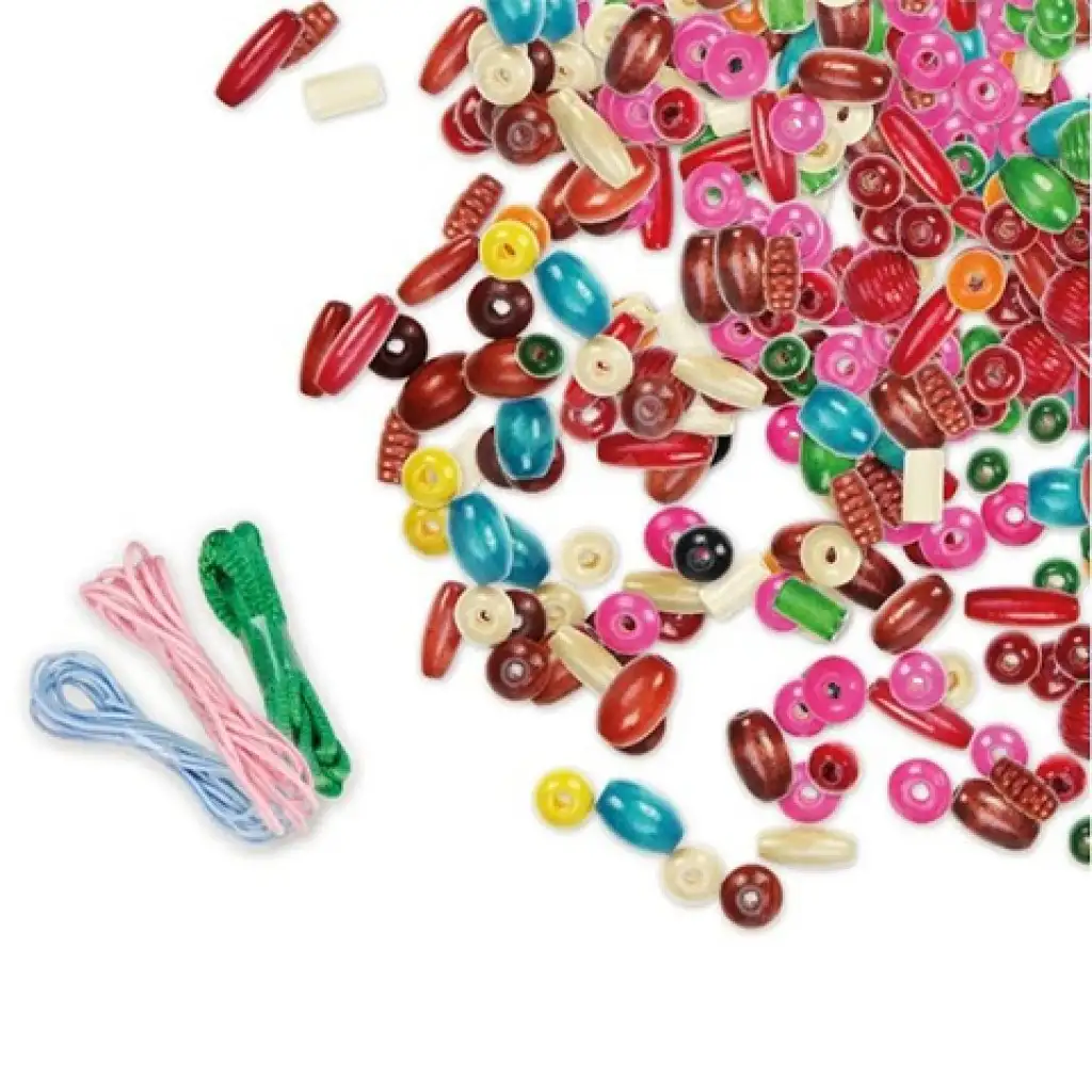 LENA: Bunte Holzperlen-Set mit 438 Stück in Kunststoffbox kép 2