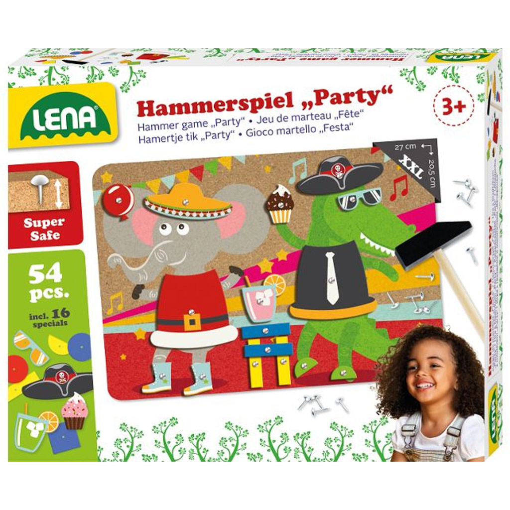 LENA: Kalapácsos parafatábla 54db-os játékszett - Buli kép 1
