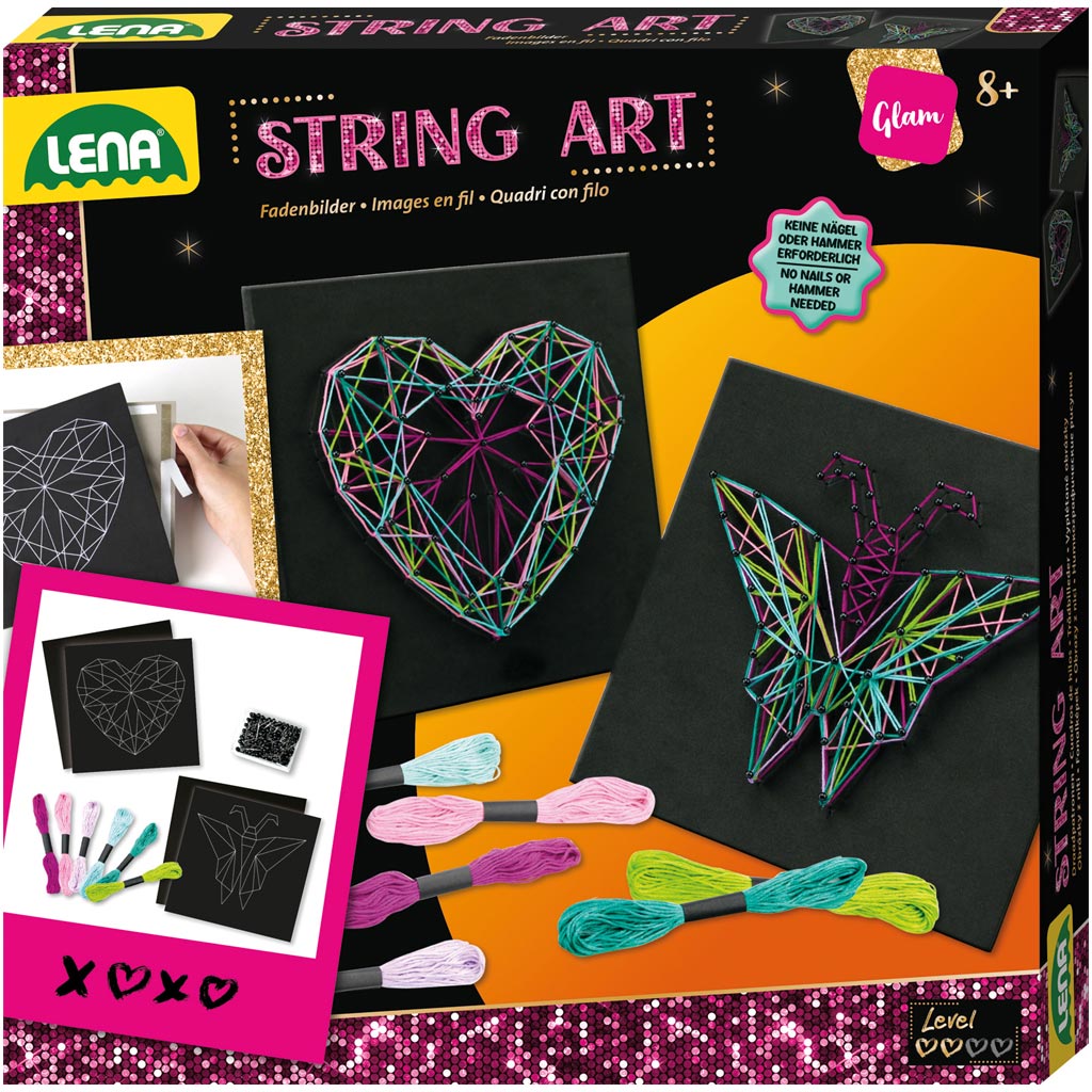 LENA: Kreatives Fadengrafik-Set mit Schmetterlings- und Herzmotiv