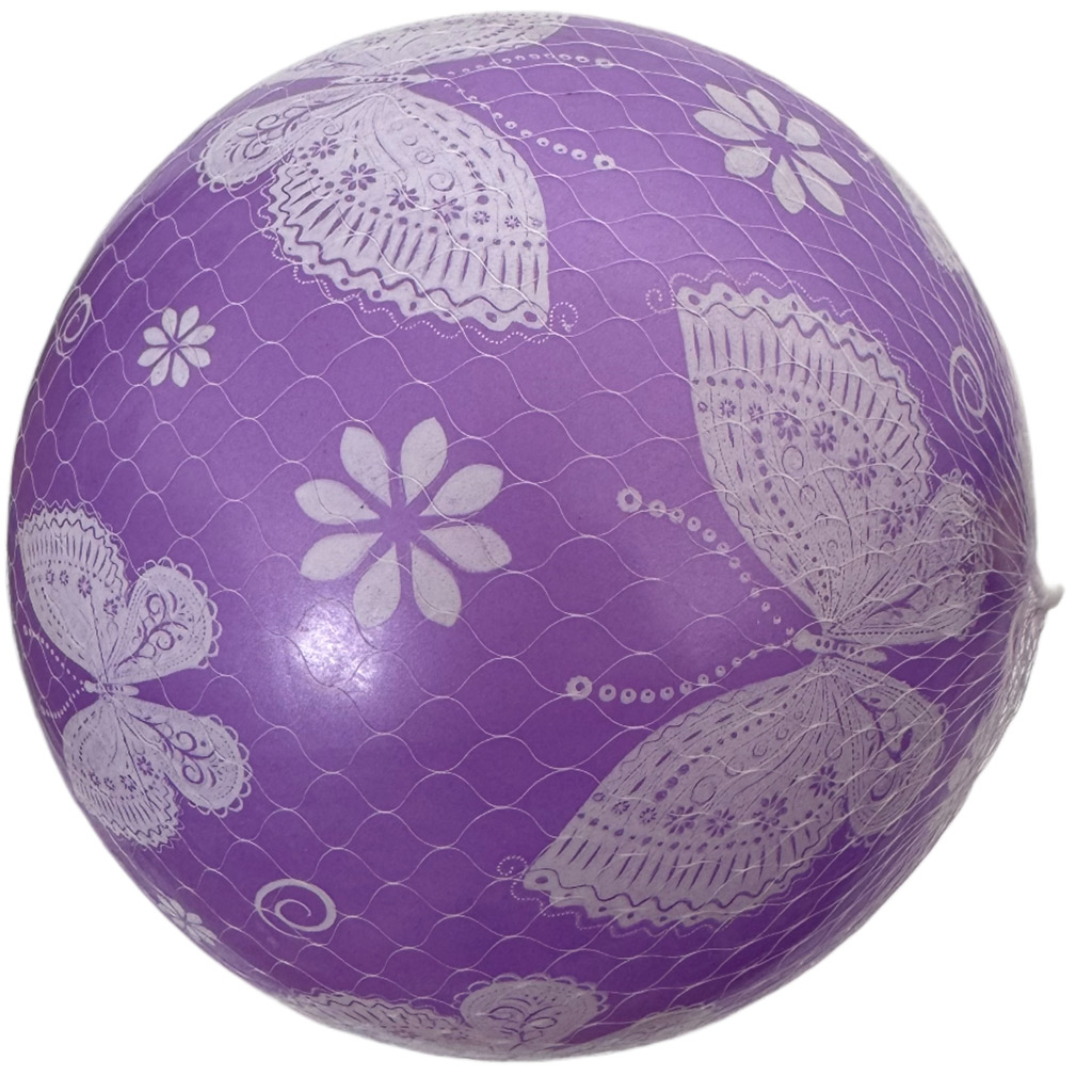 Lila Gummiball mit Schmetterlingsmuster, 23 cm