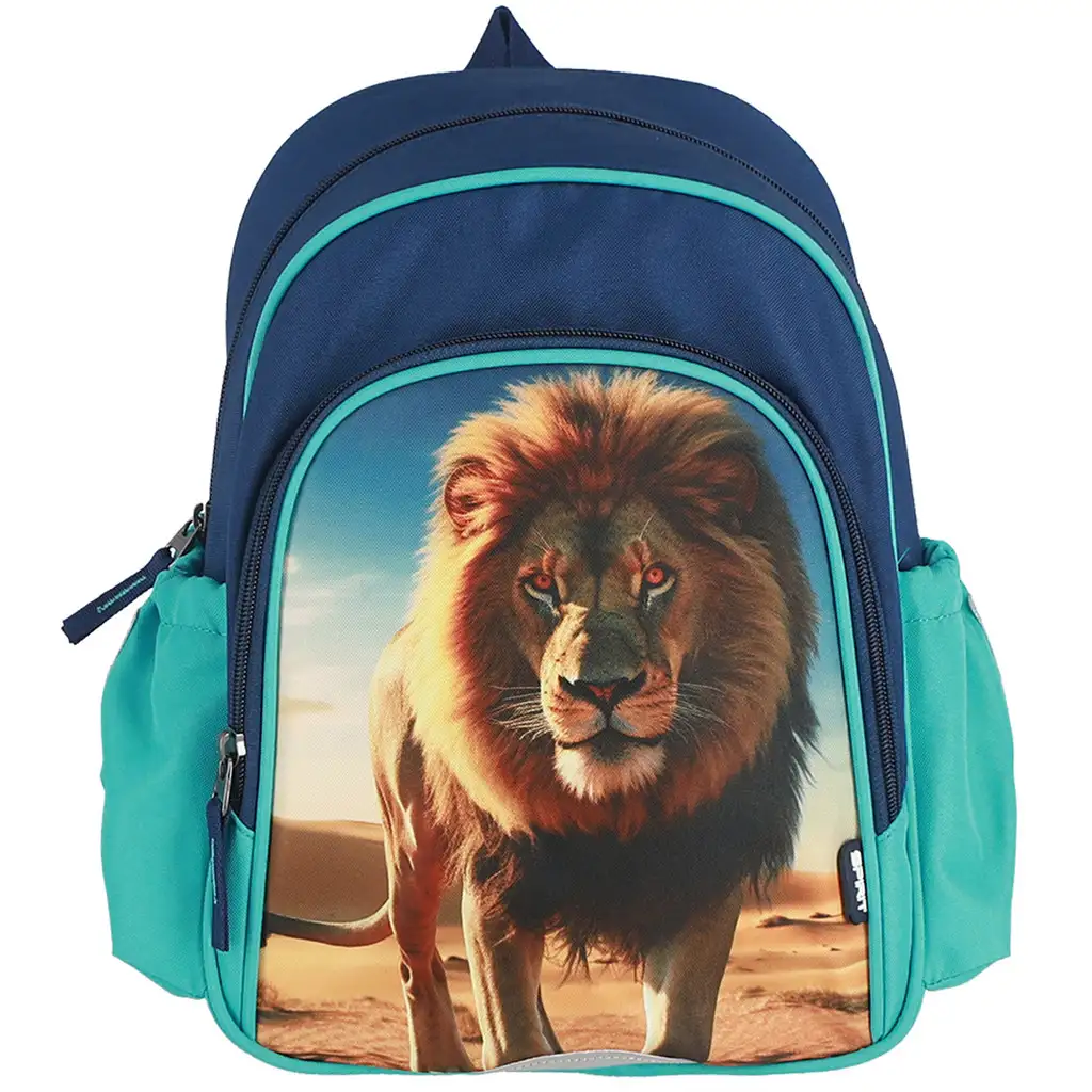 Spirit: Löwenmuster blauer abgerundeter Schulranzen, Rucksack 24x13x31cm kép 3
