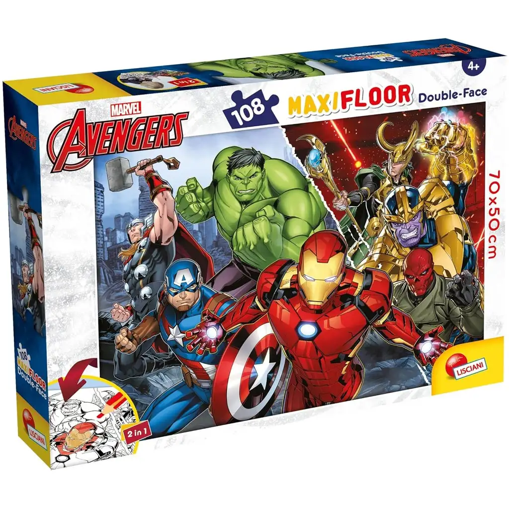 Bosszúállók 2 az 1-ben 108db-os maxi puzzle és színező 70x50cm - Lisciani kép 1