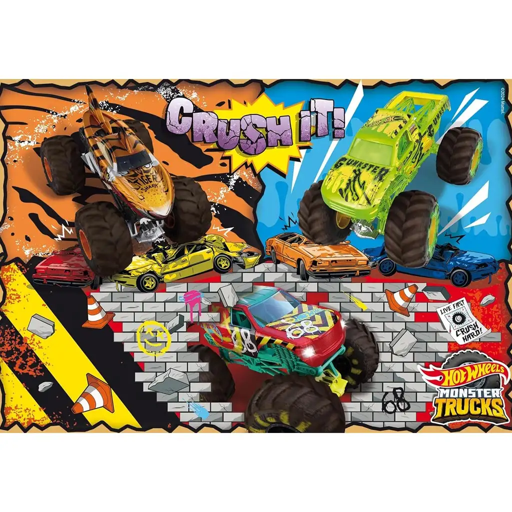 Hot Wheels Monster Trucks 2 x 60-teiliges Maxi-Bodenpuzzle 50x35 cm – Lisciani kép 2