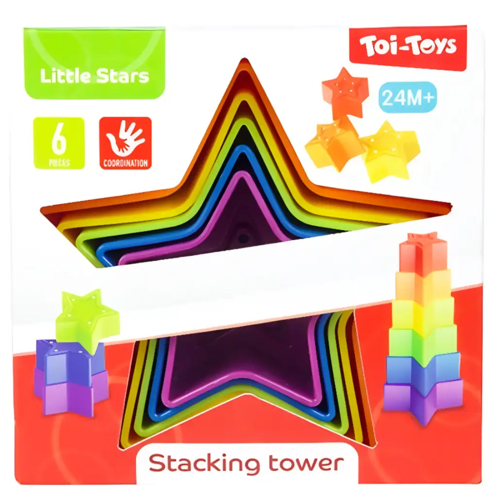 Little Stars: Buntes sternförmiges Turmbauspielzeug für Babys kép 2