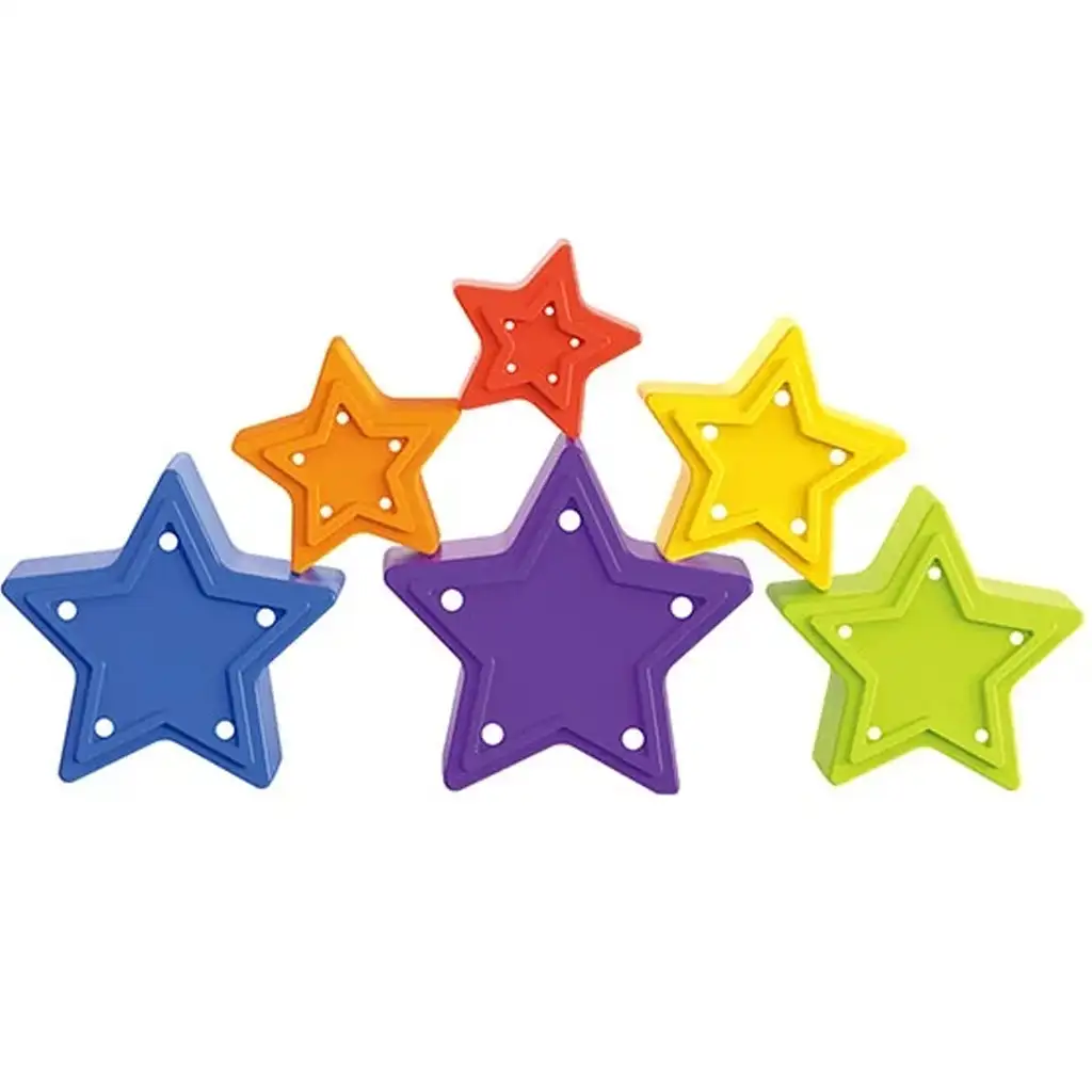 Little Stars: Buntes sternförmiges Turmbauspielzeug für Babys kép 4