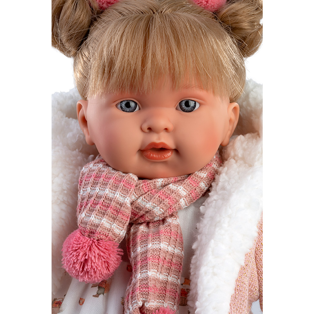Llorens: Alexandra, 42 cm große weinende Babypuppe mit Schnuller in einem Outfit mit Tiermotiven. kép 2