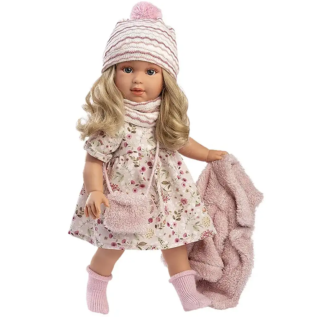 Llorens: Lucia 40 cm große Puppe im Blumenkleid mit Handtasche kép 2