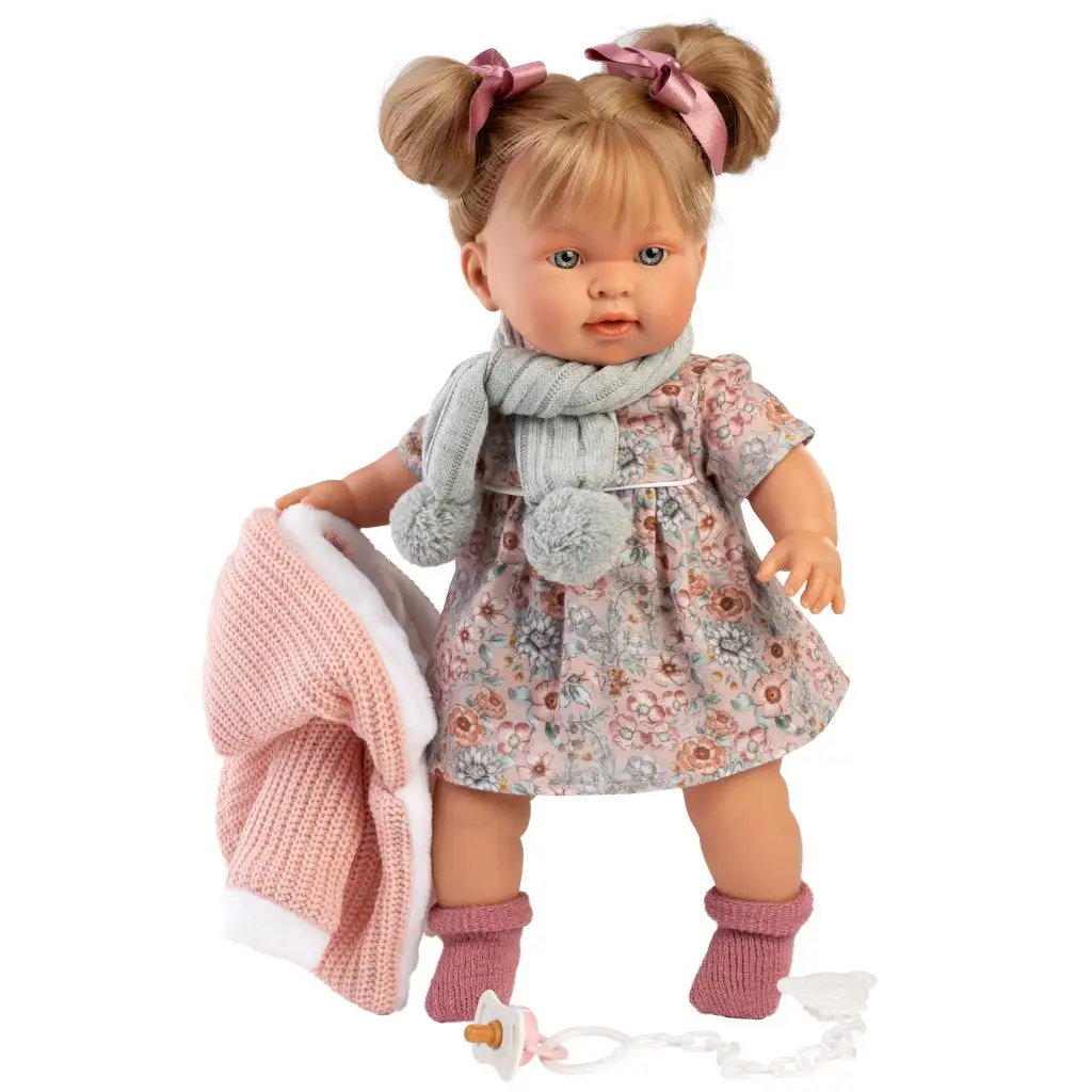 Llorens: Alexandra 42 cm große Puppe mit Geräusch in Strickjacke und Schal kép 2