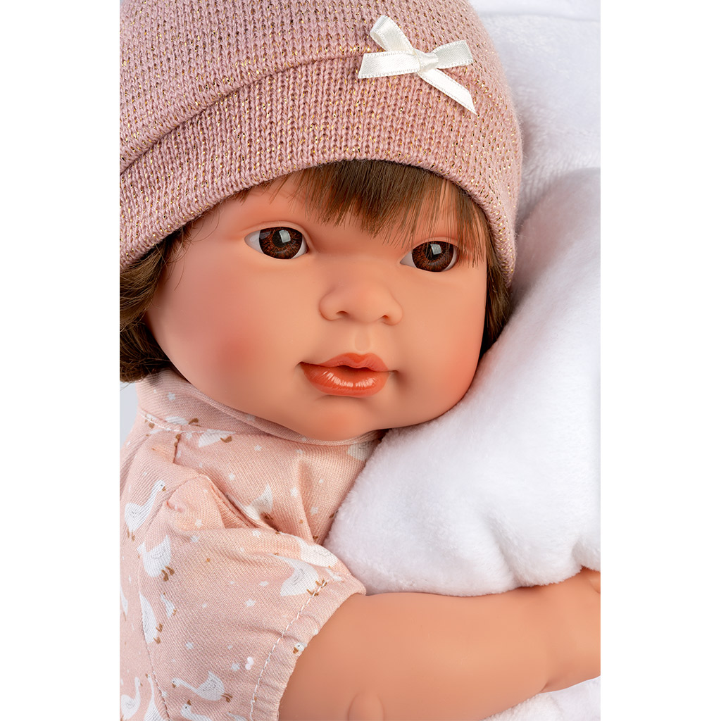 Llorens: Carla, 42 cm große weinende Puppe mit Schnuller und weißer Decke kép 3