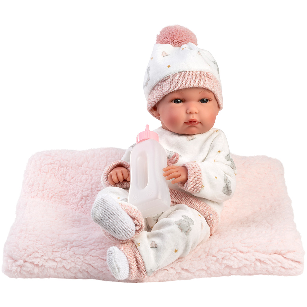 Llorens: Bimba 35 cm große Neugeborenenpuppe mit Fläschchen und Decke kép 2