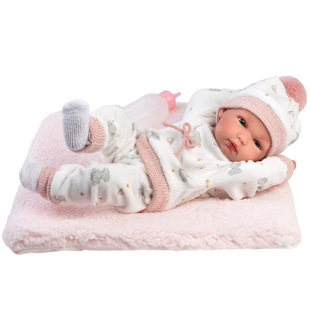 Llorens: Bimba 35 cm große Neugeborenenpuppe mit Fläschchen und Decke kép 3