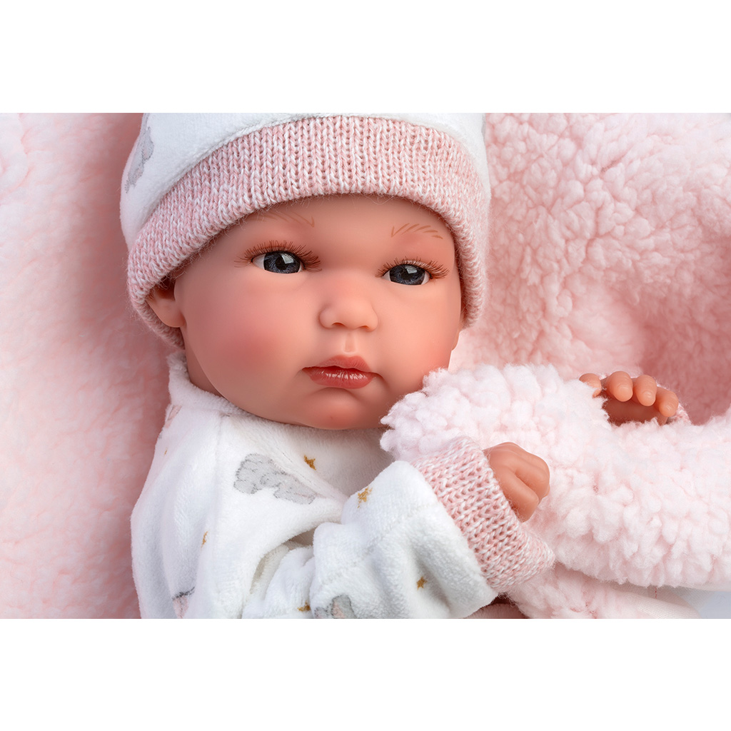 Llorens: Bimba 35 cm große Neugeborenenpuppe mit Fläschchen und Decke kép 4
