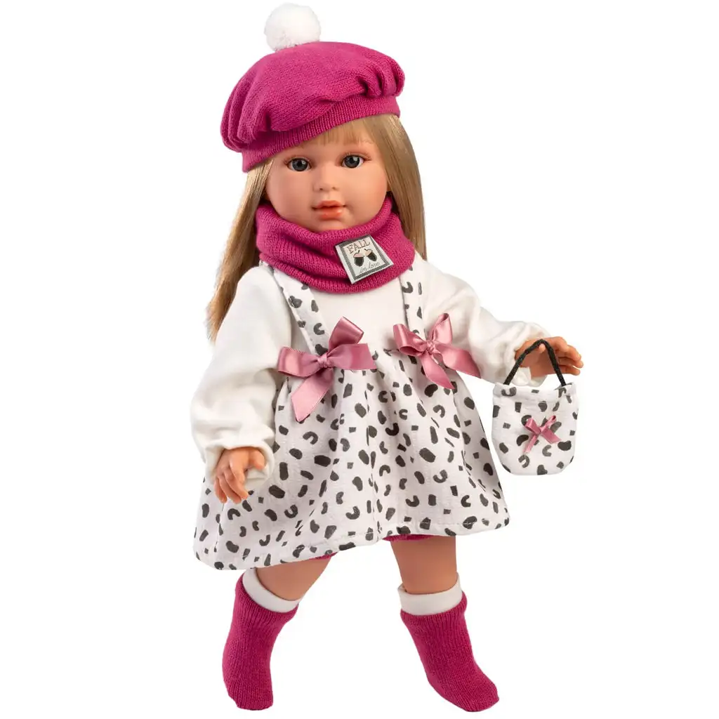 Llorens: 40 cm große Carla Puppe mit rosa Mütze und modischer Handtasche