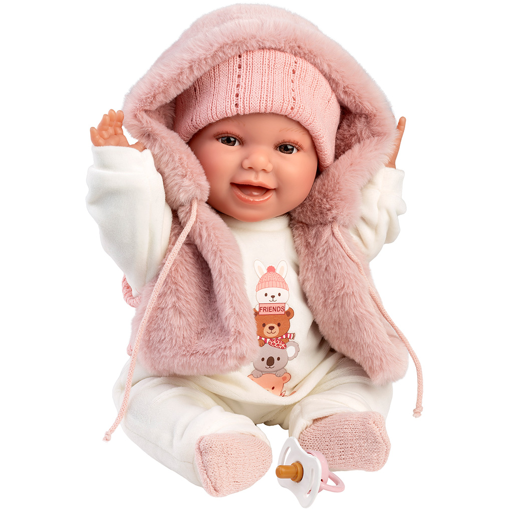 Llorens: Chloe, 38 cm große weinende Puppe in rosa Weste