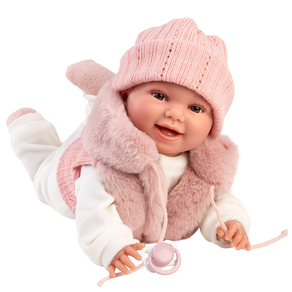 Llorens: Chloe, 38 cm große weinende Puppe in rosa Weste kép 3