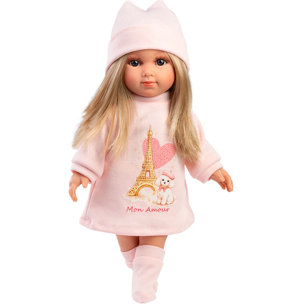 Llorens: Elena, 35 cm große Puppe mit rosa Mütze.