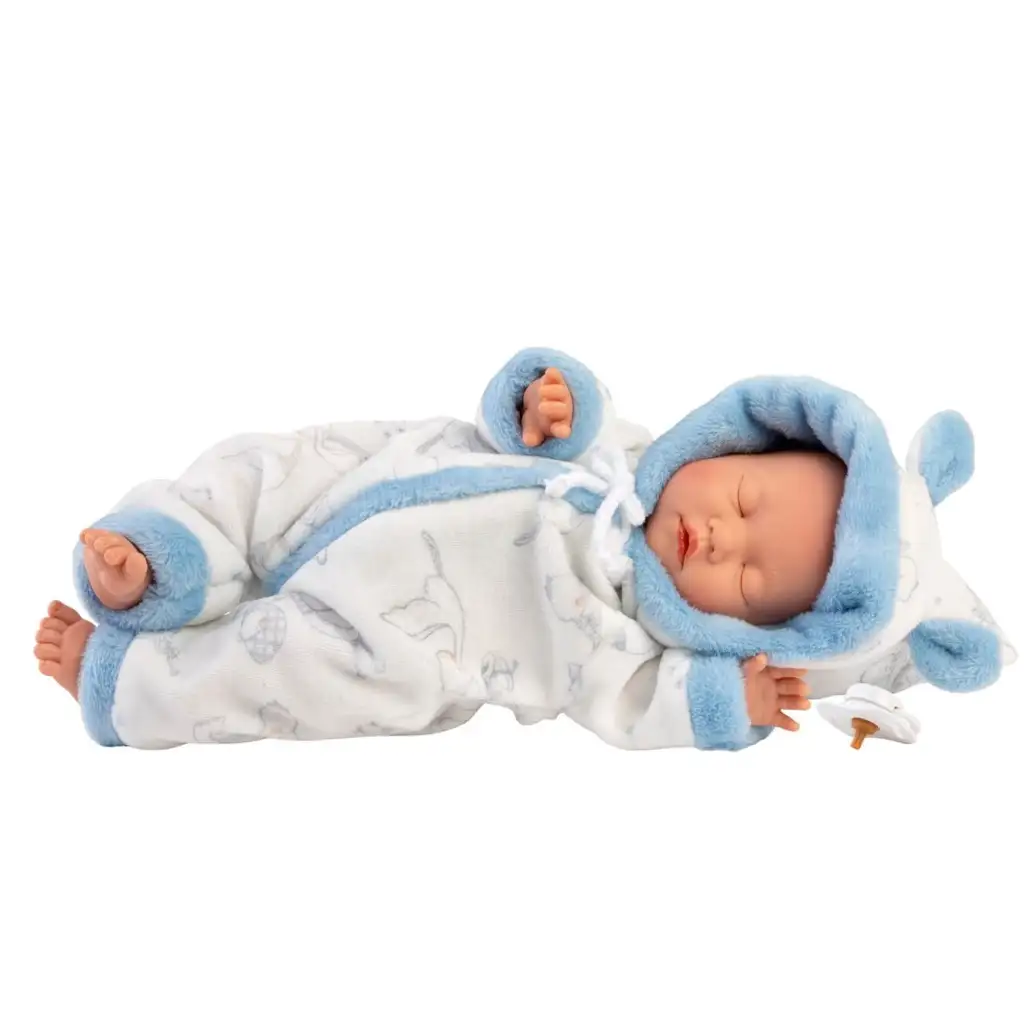 Llorens: Junge Baby Puppe im weichen Pyjama mit Storchmuster, 31 cm kép 3