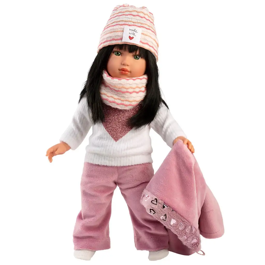 Llorens: Mode-Ikone 40cm Greta Puppe im rosa Mantel kép 2