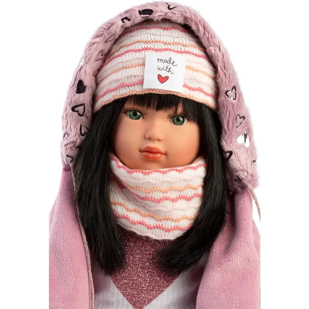 Llorens: Mode-Ikone 40cm Greta Puppe im rosa Mantel kép 3