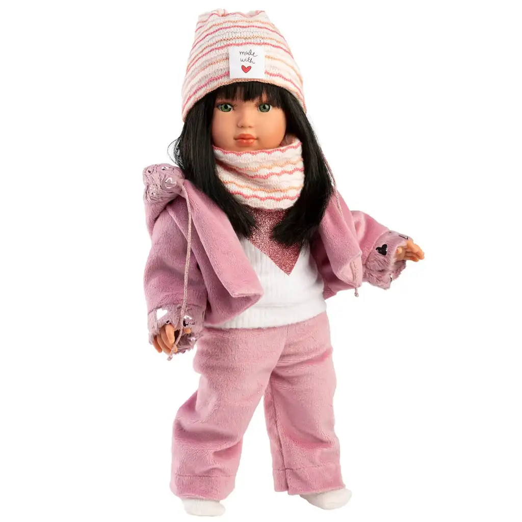 Llorens: Mode-Ikone 40cm Greta Puppe im rosa Mantel kép 4