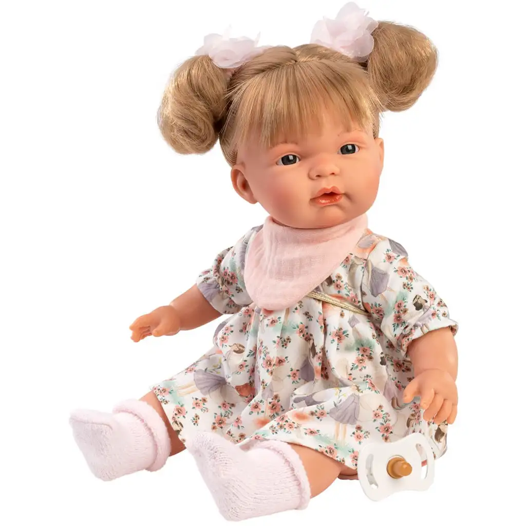 Llorens: Joelle 38 cm große weinende Puppe mit Schnuller in Sommerkleidung kép 3