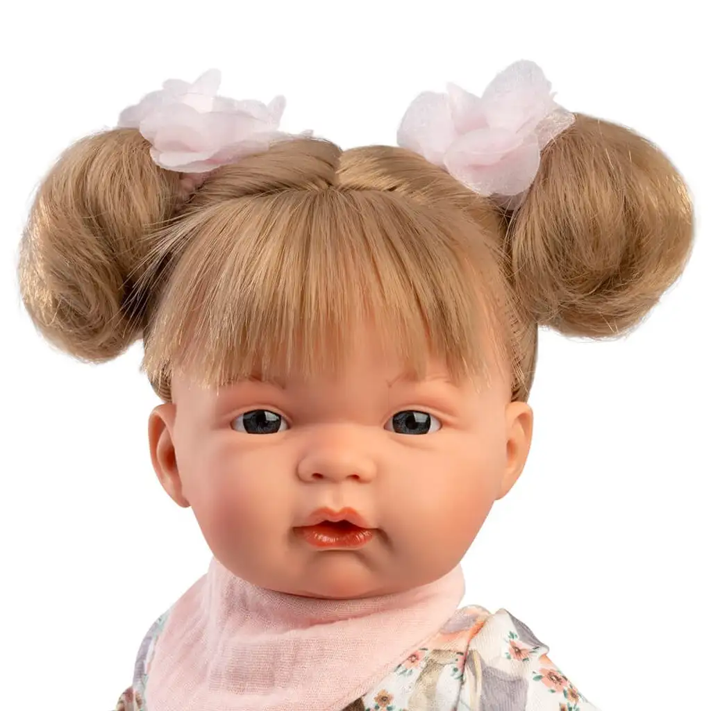 Llorens: Joelle 38 cm große weinende Puppe mit Schnuller in Sommerkleidung kép 4