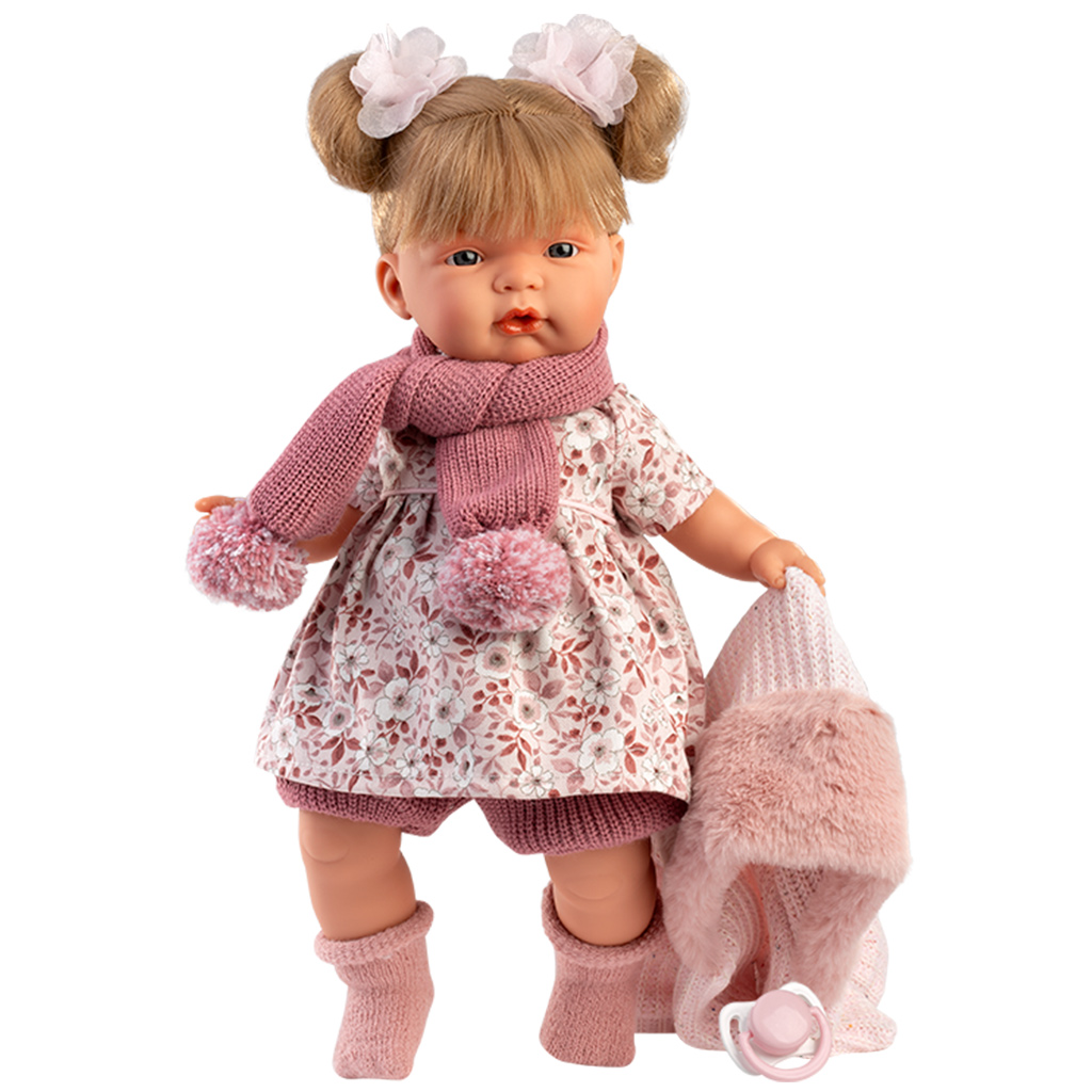 Llorens: Joelle, 38 cm große weinende Puppe mit Quastenschal kép 2