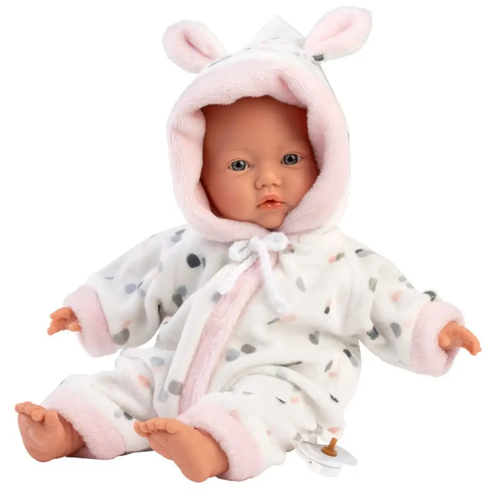 Llorens: Mädchen-Baby-Puppe in weichem Hasenohren-Pyjama 31cm kép 2