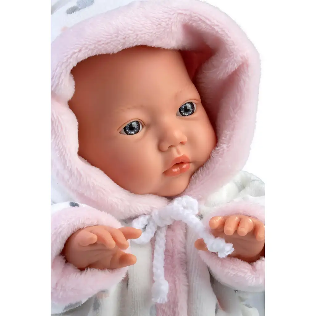Llorens: Mädchen-Baby-Puppe in weichem Hasenohren-Pyjama 31cm kép 3